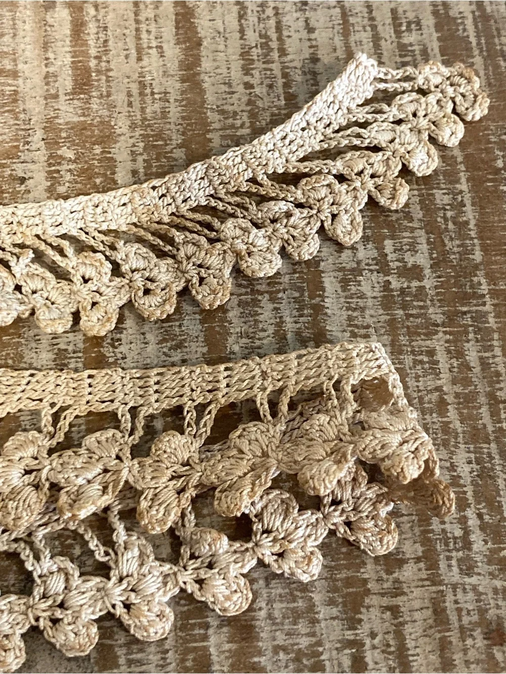 Vintage Crochet Trim Lace - Beige & Brown 39”